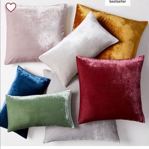 West Elm lush velvet pillow cover in grey/blue